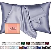 Mulberry Silk Pillow Cases King Size with Hidden Zipper, Ultra Smooth and Soft Breathable Cooling Silk Satin Pillowcase for Hair and Skin, Gifts for Women Men (Grayish Blue, 20x36 Inches, 1 Pack)