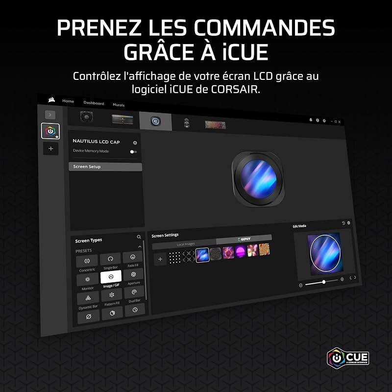 Nautilus RS LCD Module D'écran – pour refroidisseurs pour processeur AIO Nautilus RS et Nautilus RS ARGB – Écran LCD IPS de 5,3 cm – Installation Facile et sans Outil - Noir