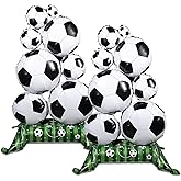 PAKESI 2Pcs Giant 59x32 Inch Self-Standing Soccer Balloons, 3D Football Sports Theme Decor for World Cup Party, Soccer Birthday Party Decorations Supplies