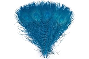 LWINGFLYER 20pcs Turquoise Blue Peacock Feathers 10-12Inch Feather for Crafts Hat Costume Christmas Tree Decor Wedding Holiday Decoration Floral Arrangements