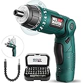 NEU MASTER Cordless Screwdriver, 4V Electric Screwdriver Rechargeable Power Screwdriver With Pivoting Handle, Front And Rear LED light, 32pcs Bits, 6+1 Torque Setting, 2000 mAh Battery Screwdriver