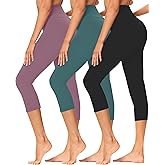 GAYHAY 3 Pack Capri Leggings for Women - Stretch Tummy Control Yoga Pants for Cycling Workout