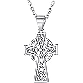 ChicSilver 925 Sterling Silver Good Luck Irish Celtic Knot Necklaces Vintage Triangle/Cross/Round Pendant Necklaces Gift for Women