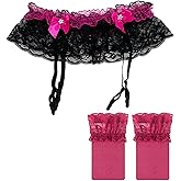 HAVBX Mens Sissy Lingerie Outfits Lace Panties Underwear With 4 Garter Belt For Cross-dressers