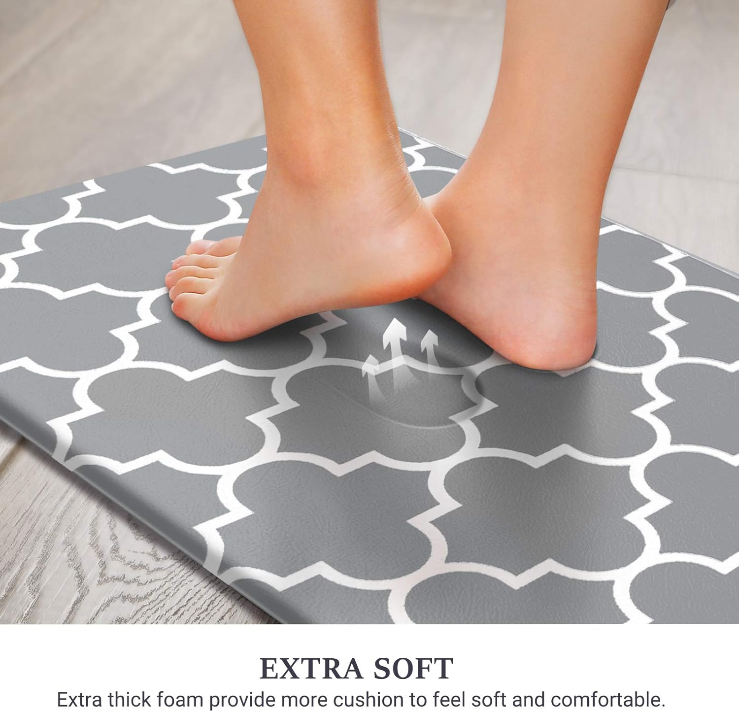 WiseLife Kitchen Mat Cushioned Anti-Fatigue Kitchen Rug, 17.3"x 59" Waterproof Non-Slip Kitchen Mats and Rugs Heavy Duty PVC Ergonomic Comfort Mat for Kitchen, Floor Home, Office, Sink, Laundry, Grey: Kitchen & Dining