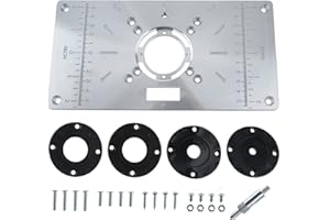 RealPlus Router Table Insert Plate, Aluminum Router Plate for Woodworking Benches Wood Tools Milling Trimming Machine with Ri