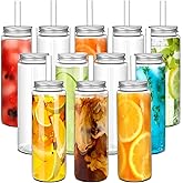 Willinglong 12 Pack 17oz Plastic Juice Bottles - Reusable Drinking Jars with Straw and Lids for Drinking, Juicing, Smoothies, Beverage, Kombucha, Tea