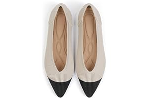 TINGRISE Women's Flats Shoes Pointed Toe Knit Ballet Comfortable Dressy Slip On Flat