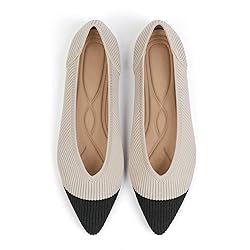 TINGRISE Women's Flats Shoes Pointed Toe Knit