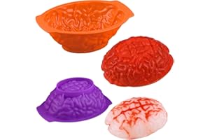 HUAKENER 2 Pack Brain Cake Mold, Breakable Brain Chocolate Mold, 2 Different Sizes Silicone Brain Gelatin Molds with Support Base, Halloween Brain Baking Mold for Cake, Chocolate, Jello