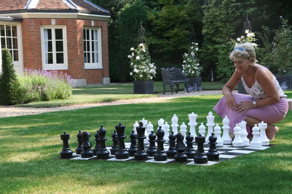 Uber Games Garden Chess Set - 30cm King Height - Durable Outdoor Chess Game - Weather-Resistant Plastic Pieces only (Board sold separately) - Ideal for Garden Parties, Lawn Fun & Family Gatherings