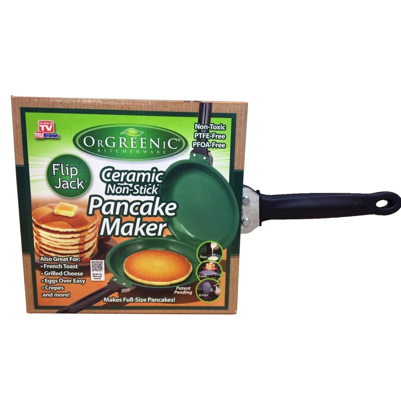 As Seen on TV Flip Jack Pancake maker Ceramic Green NonStick Cookware Pan Home