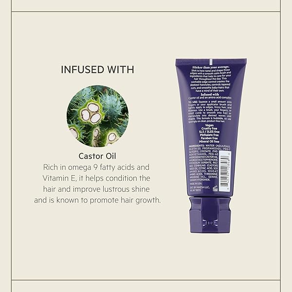 TPH BY TARAJI SLICK EDGE CONTROL TREATMENT WITH CASTOR OIL | SILKY STYLE CREAM FOR COILY & CURLY HAIR EDGES, BABY HAIRS | CRUELTY-FREE, VEGAN FOR BLACK HAIR, WOMEN & MEN, 2 FL OZ