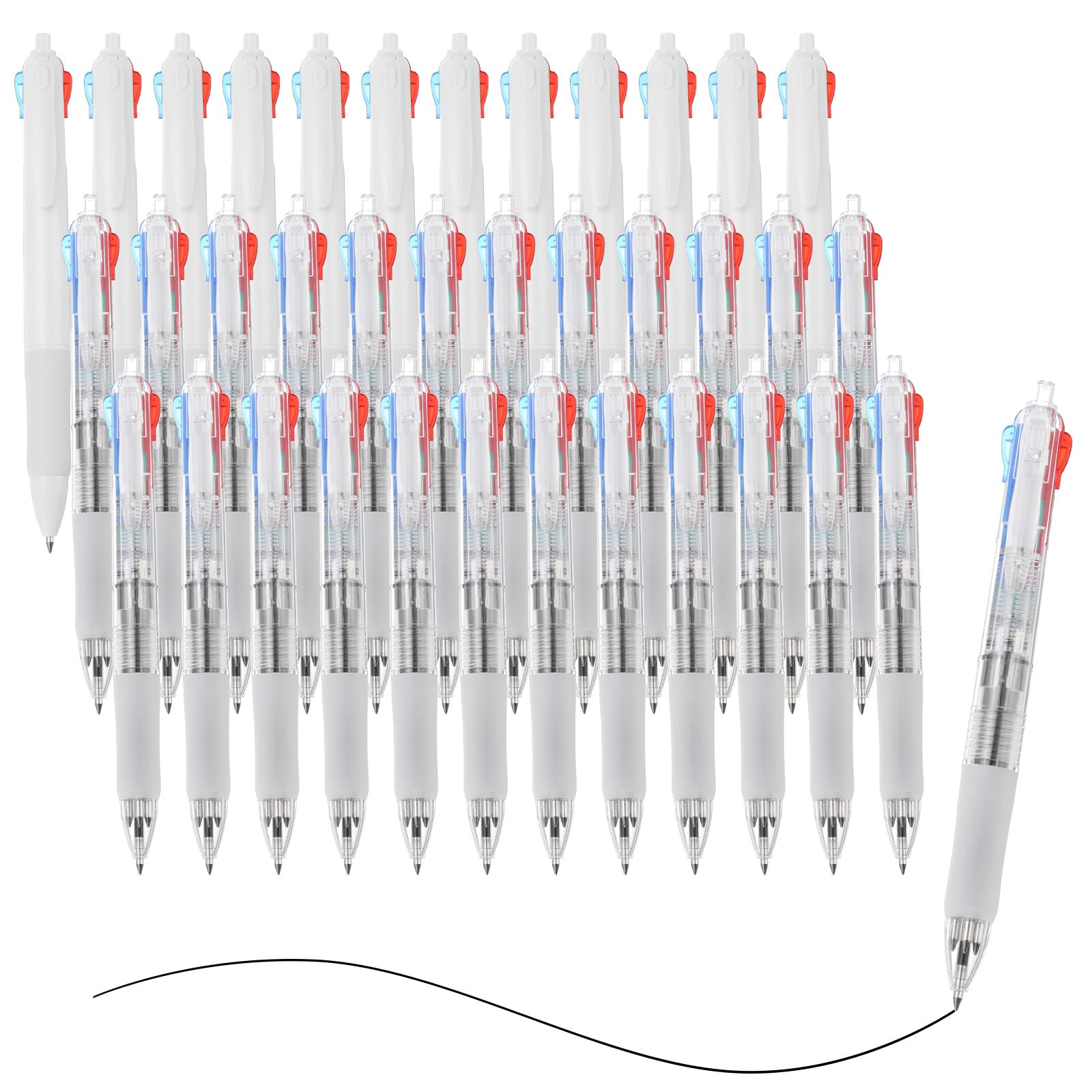 M&G Multicolor Ballpoint Pen 0.5mm, 36pcs Mini Shuttle Pen Retractable Colored Ink Ball Point Pen Supplies for Home Office Classroom, 4 in 1 Colors，White