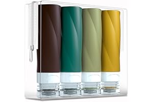 Gemice Travel Bottles for Toiletries, 3oz Tsa Approved Travel Size Containers BPA Free Leak Proof Travel Tubes Refillable Liquid Travel Accessories with Clear Toiletry Bag (4 Pack)