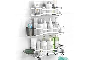 Aitatty Shower Caddy Bathroom Organizer Shelf: Self Adhesive Shower Rack with Soap Shampoo Holder - Rustproof Stainless Bath Caddy for Inside shower (Chrome)
