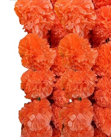 Buy Pack Of 5 Artificial Marigold Fluffy Flowers Garlands For