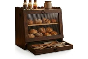 AIZMOZIA Bread Box for Kitchen Countertop Bread Storage Container Bin Breadbox Large Capacity Keeper Vintage Farmhouse Food O