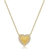 Dremmy Studios Dainty Heart Initial Pendant Necklace, 14K Gold Plated Initial Letter Necklaces for Women Alphabet A to Z