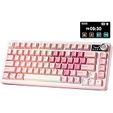 YUNZII B75 PRO MAX QMK/VIA Wireless Mechanical Keyboard,75% Layout with Screen and Knob,Custom Hot Swap Gasket,Creamy Pre-lubed Switches,Bluetooth/Type-C/2.4G for Win/Mac (Pink Heart,Milk V2 Switch)