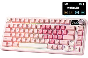 YUNZII B75 PRO MAX Wireless Mechanical Keyboard,75% Layout with Screen and Knob,Custom Hot Swap Gasket, Creamy Pre-lubed Swit