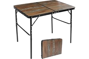 Stonehomy 3x2 FT Folding Camp Table Large, Adjustable Height Camping Table, Indoor Outdoor Lightweight Portable Aluminum Dining Table for Picnic, Camping, Cooking and BBQ, Brown (2 Heights 15"/28")
