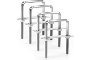 Sieqioor 4 Sets M6 Square U-Bolts, 304 Stainless Steel U-Bolts (M6 x 50mm x 80mm), with Nuts, Bolt Plates, for Trailer, Sailboat, Automotive & Industrial Use