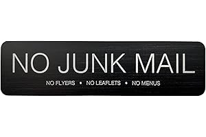 No Junk Mail Stainless Steel Plate With Embossed Lettering & Adhesive Sticky Back Weatherproof Durable & Non Rusting Material