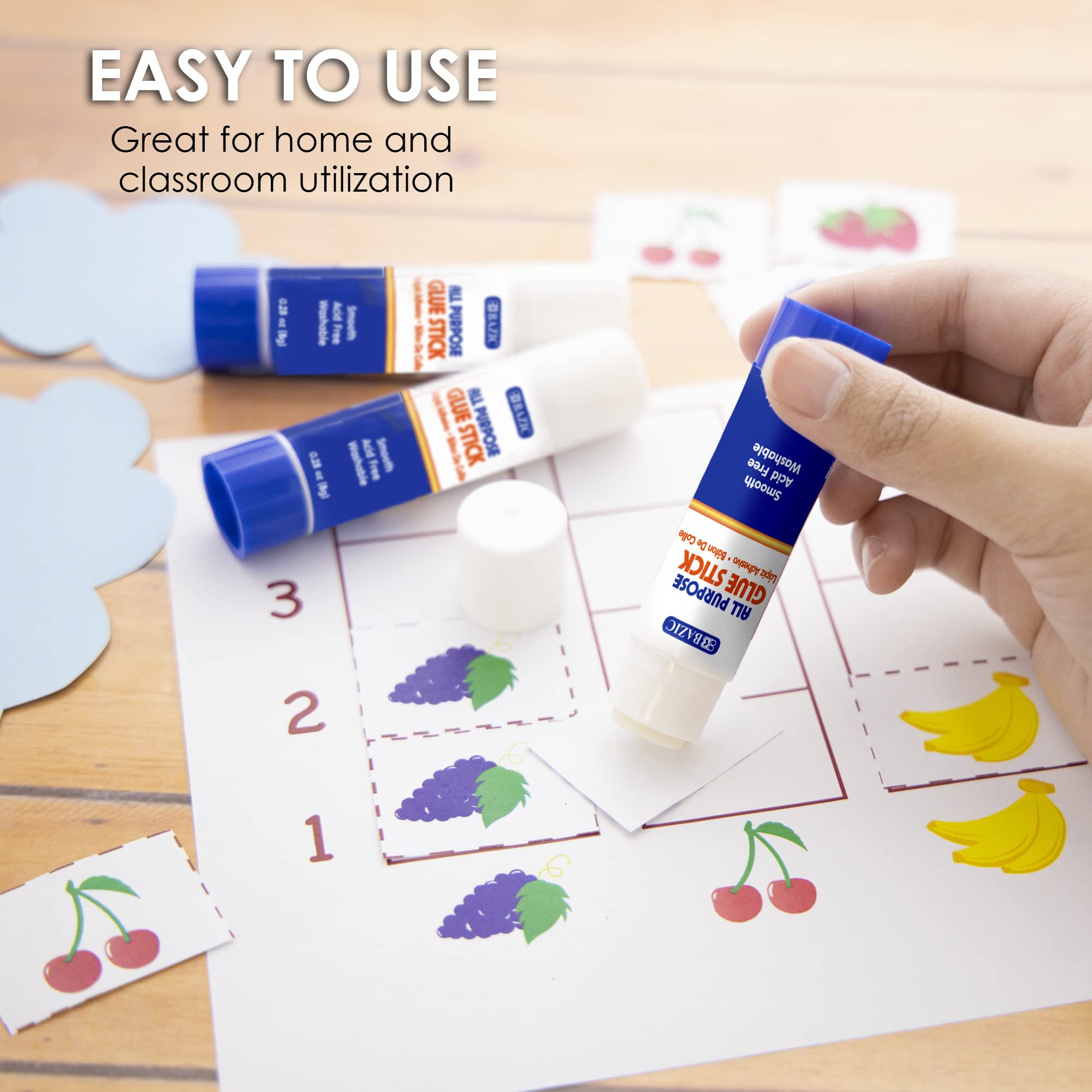 BAZIC Premium Glue Stick 8g/0.28 Oz.,White Glue Sticks, Multi-Purpose Acid Free, for Photos Paper Art Craft at School Home Office (4/Pack), 1-Pack