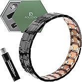 POLLDAN Copper Bracelet 6200 Gauss Power | Mens Bracelet 99.99% Pure Copper | Magnetic Bracelets for Men with Adjustable Fit & Sizing Tool | Stylish Jewelry | Magnet Gifts for Him (2X Black Copper)
