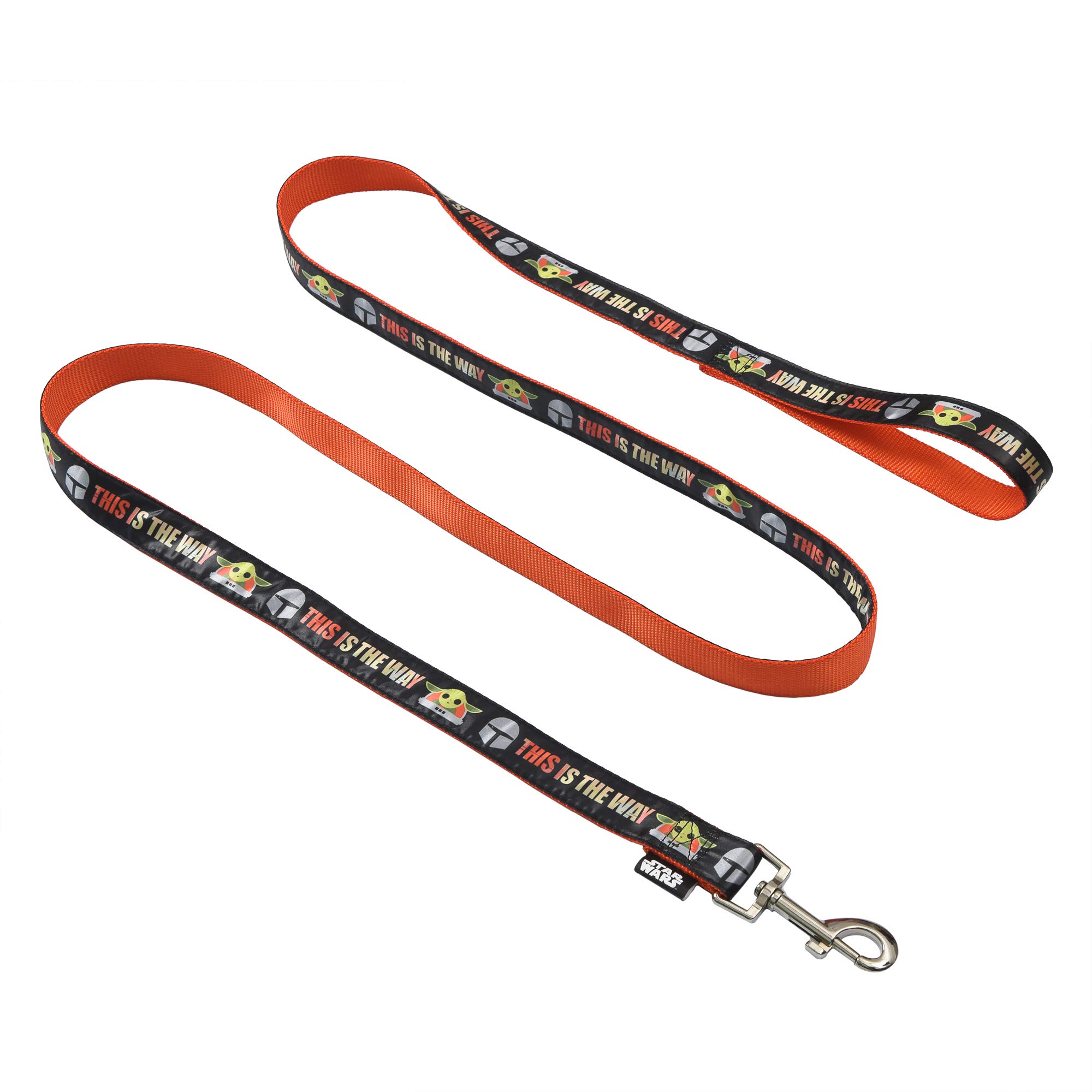Star Wars The Mandalorian This is the Way 4 Foot Dog Leash, 48 Inches | Orange 4 Ft Dog Leash Easily Attaches to Any Dog Collar or Harness | Star Wars Mandalorian Nylon Dog Leash 4 Feet for All Dogs