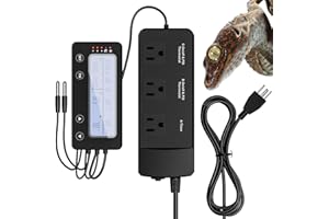 SUKEOPET Reptile Temperature Controller with Timer, PID Reptile Digital Thermostat, 3-Channel Thermometer Hygrometer w/Memory, 2 IN 1 Day Night Temperature Humidity Gauge for Heat Lamp Heat Mat Fogger