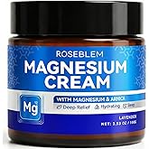Roseblem Magnesium Cream with Arnica & Lavender – Muscle Relief, Relaxation & Sleep Support, Gentle Moisturizing Cream with Shea Butter & Jojoba Oil for Sensitive Skin, Natural Daily Use, 3.53oz