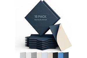 Berlai 15 Pack Acoustic Panels Self Adhesive Sound Proof Foam Panels, 12x12x0.4" High Density Sound Absorbing Panels, Square Acoustic Tiles for Recording Studio Home Theater Office Room(Dark Blue)
