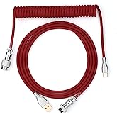 EPOMAKER Mix 1.8m Coiled Type-C to USB A TPU Mechanical Keyboard Space Cable with Detachable Aviator Connector for Gaming Keyboard and Cellphone (Red)