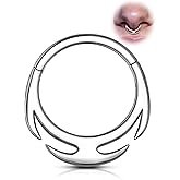 Agrewd Luna Muta Septum Ring - 316L Stainless Steel Crescent Moon Thorn Septum Clicker 16G 8/10MM Helix Daith Piercing Jewelry