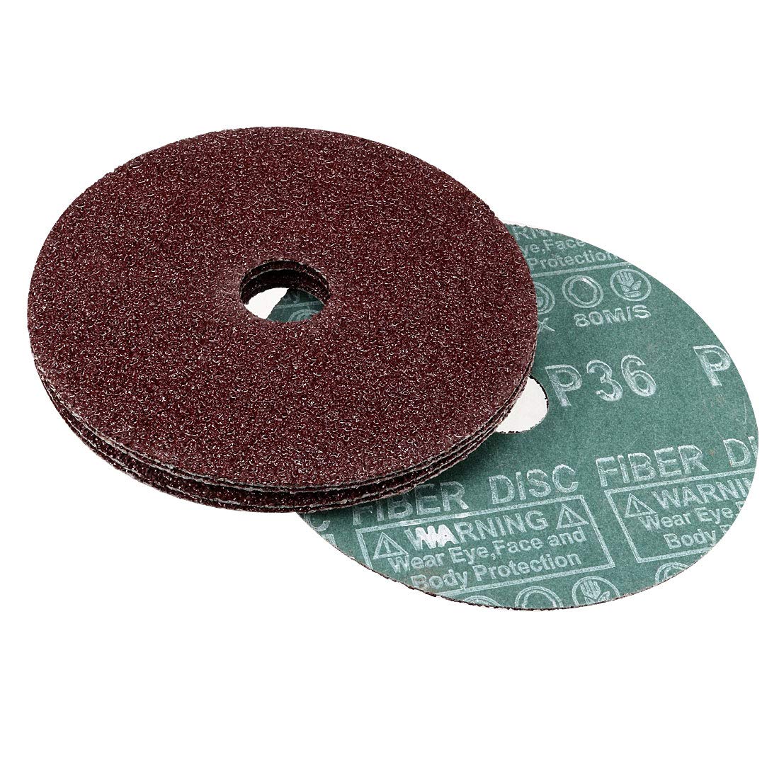 sourcing map 5-Inch x 7/8-Inch Aluminum Oxide Resin Fiber Discs, Center Hole 36 Grit Sanding Grinding Discs, 5 Pack