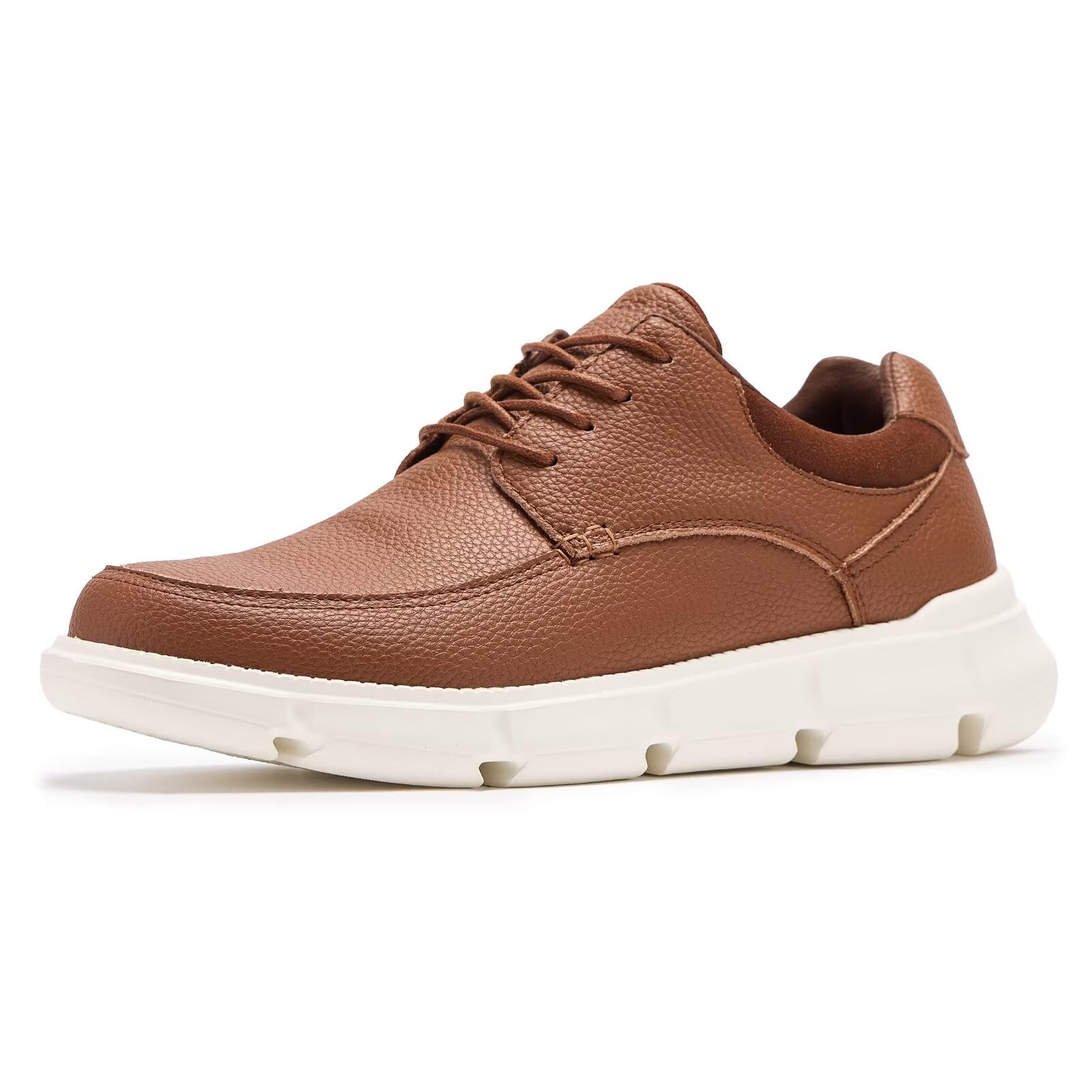 Photo 1 of ***RUNS BIG*** Men's Orthopedic Leather Dress Walking Shoes: Comfort Arch Support Heel Spur Orthotic Fashion Wear Formal Oxfords, Adjustable Fit Outdoor Gowalk Plantar Fasciitis Business Shoes Brown Size 8