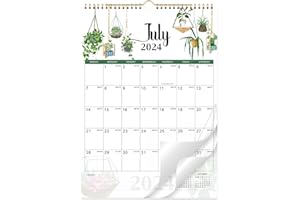 TERSUS 2024-2025 Wall Calendar - Wall Calendar 2024-2025, 12" x 17", Jul 2024 to Jun 2025, Calendar 2024-2025 wall with Twin-Wire Binding, Hanging Hook, Blocks and Julian Dates - Potted Plants