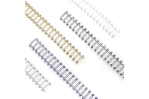 Rayson WR3219M Wire Binding Spines, Multicolor, 3:1 Pitch Double Loop Binding Wires 3/4 Inch, 32-Loop Wire Ring Pack of 50 with Black, Gold, Blue, White, Silver