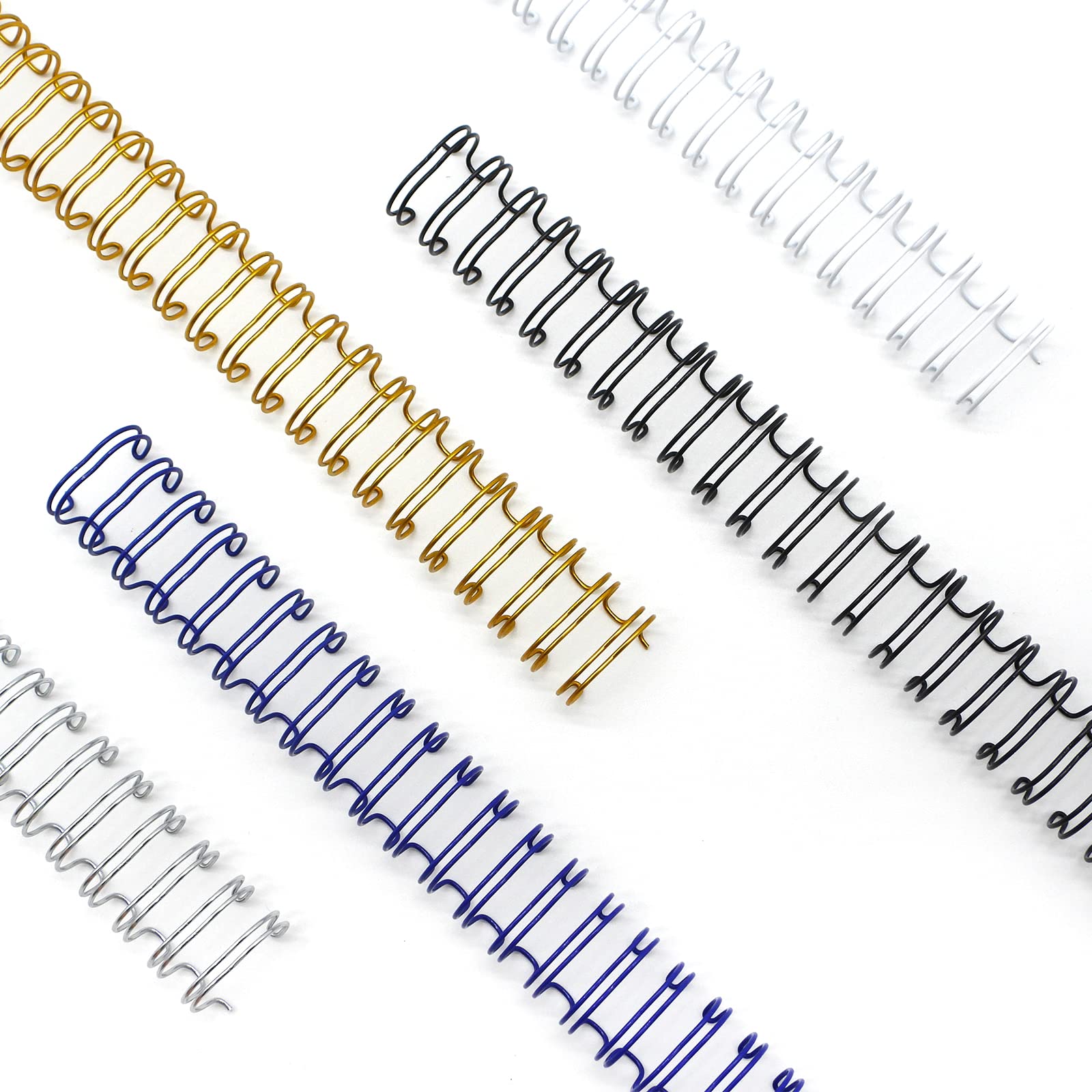 Photo 1 of Rayson WR3219M Wire Binding Spines, Multicolor, 3:1 Pitch Double Loop Binding Wires 3/4 Inch, 32-Loop Wire Ring Pack of 50 with Black, Gold, Blue, White, Silver