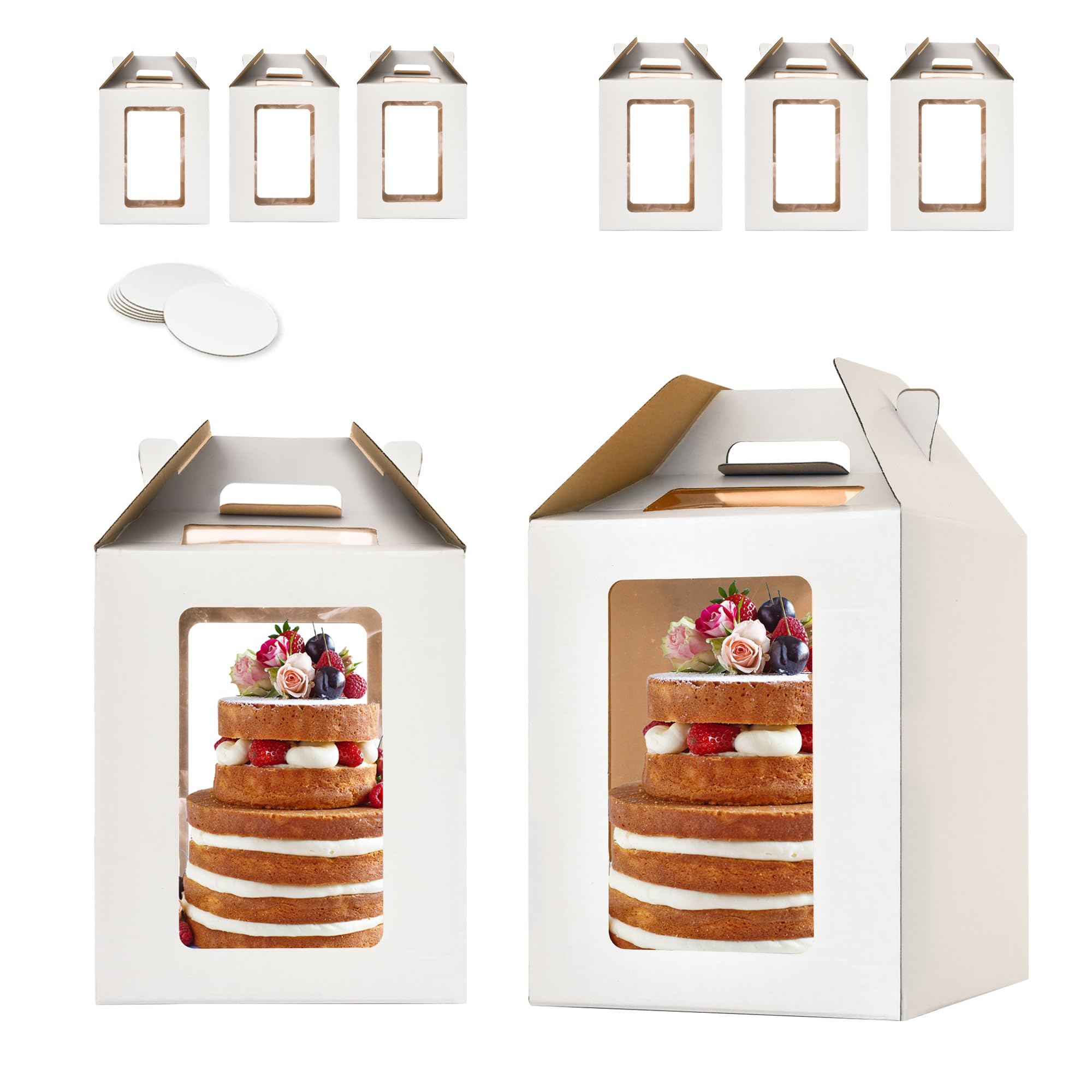 XININSUN 6pcs Tall Cake Boxes With Window