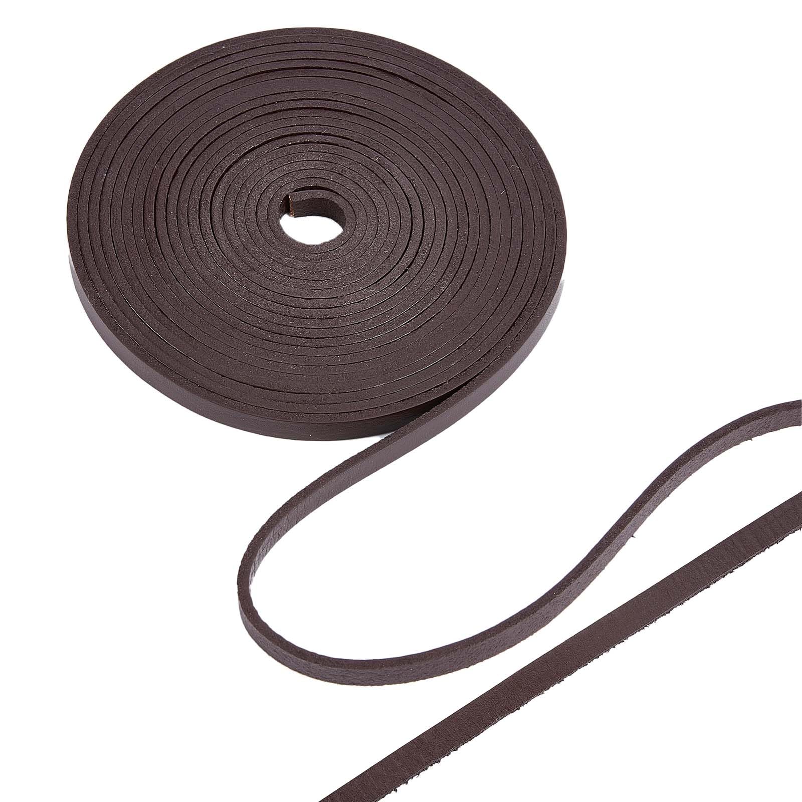 GORGECRAFT 5M Genuine Leather Cord 8mm Wide Flat Cowhide Leather Cord Belt Wrap Single Sided Flat Cord Leather String Roll for Diy Crafts Jewelry Necklace Braided Bracelets, Coconut Brown