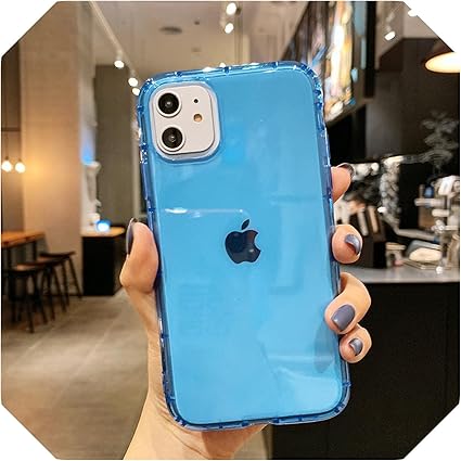 Amazon Ljmmy 人気度 For Iphone 12 11 Pro Max 12 Mini Xr X Xs Max 7 8plusソフトtpu電話カバー用の蛍光色クリア耐衝撃電話ケース Blue For Iphone 12 Pro ケース カバー 通販
