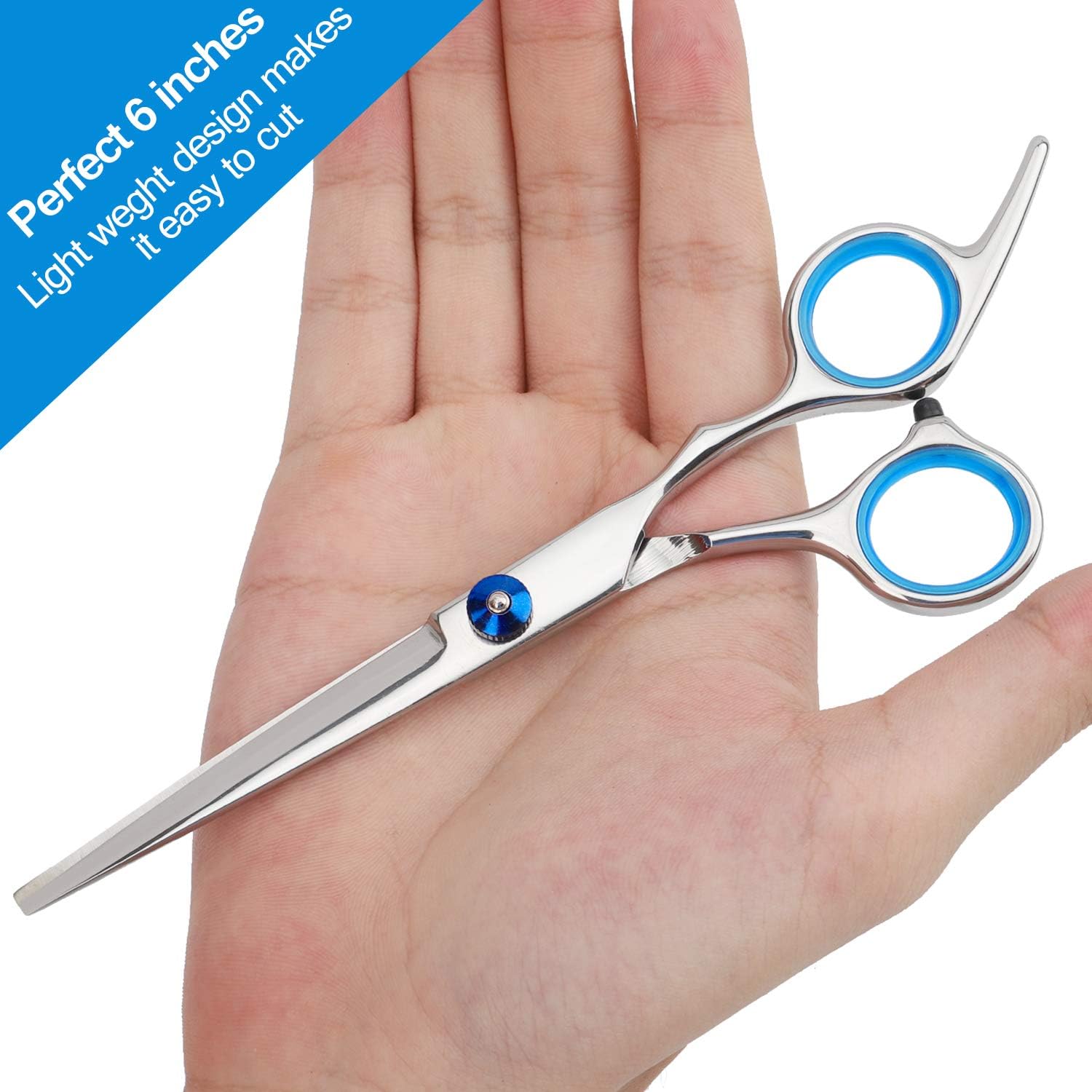 Hair Scissors,Professional Hair Cutting Scissors Barber Shears Tools 6" Length with Fine Adjustment Tension Screw 100% Stainless Steel,Hairdressing Scissors for Men Women Adults Kids Babies: Home Improvement