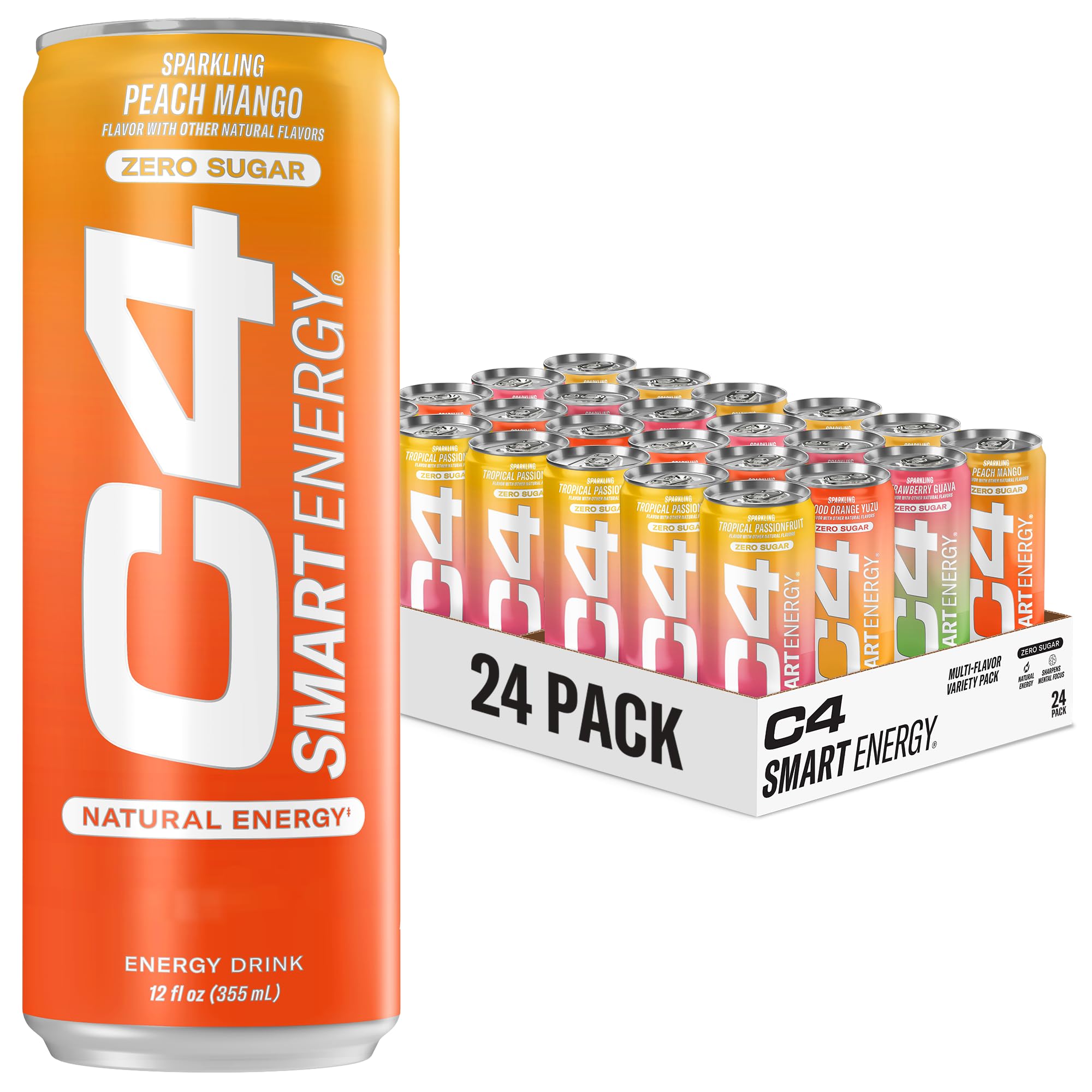 C4 Smart Energy Drinks Variety Pack, Sugar Free | Performance Fuel | Nootropic Brain Booster | Coffee Alternative | 4 Flavor Tropical Oasis Image