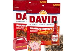 MUCHAI INNOVATIONS David Sunflowers Seeds | American's Favorite Brand | Whole Seeds Seasoned, Salted & Roasted - Card Included (Frank's Redhot - 2 Bags)