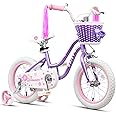 Glerc Daisy Girls Bike for Ages 2-7 Years Old Kids, 12 14 16 Inch Bicycle Princess Style for Toddler and Child with Training Wheels & Basket & Streamers, Multiple Colors