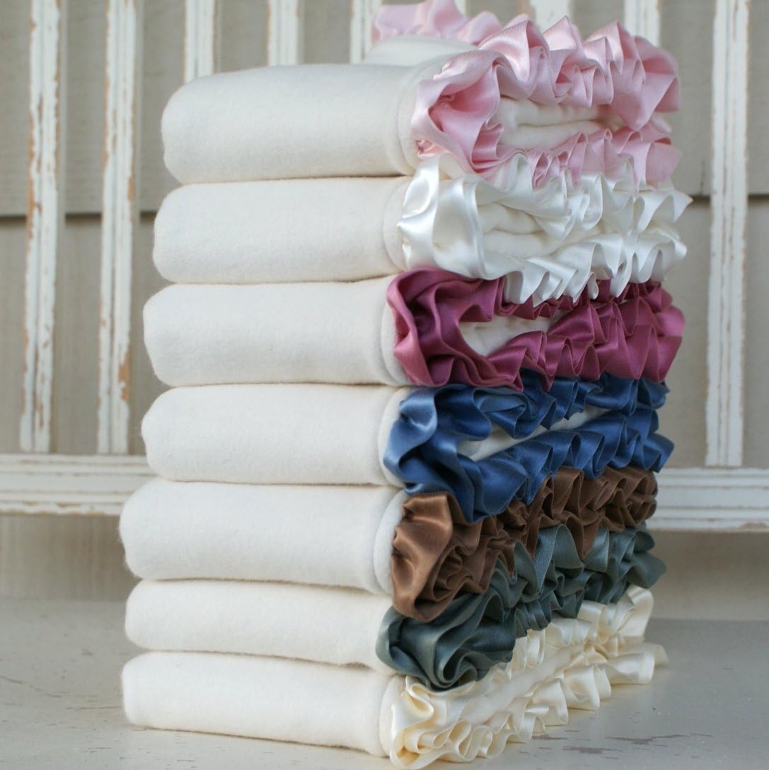 Robbie Adrian 1Fleece Organic Baby Blanket with A Little Less Silk Ruffle (Lovey 10x12", natural cotton/natural silk)