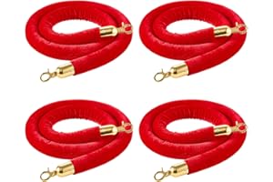 VEVOR 4 Pcs Red Velvet Stanchion Ropes, 5 ft Crowd Control Stanchion Red Velvet Ropes with Gold Hooks, Post Queue Barrier Car